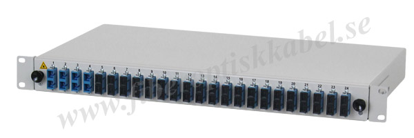 Fiberoptisk 19-tums patchpanel med 24 SC duplex OS2 kopplingar.n