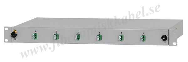 Fiberoptisk 19-tums patchpanel med 6 LC/APC duplex OS2 kopplingar.