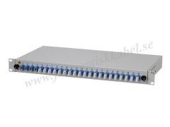 Fiberoptisk 19-tums patchpanel - 24 E2000 single mode anslutningar
